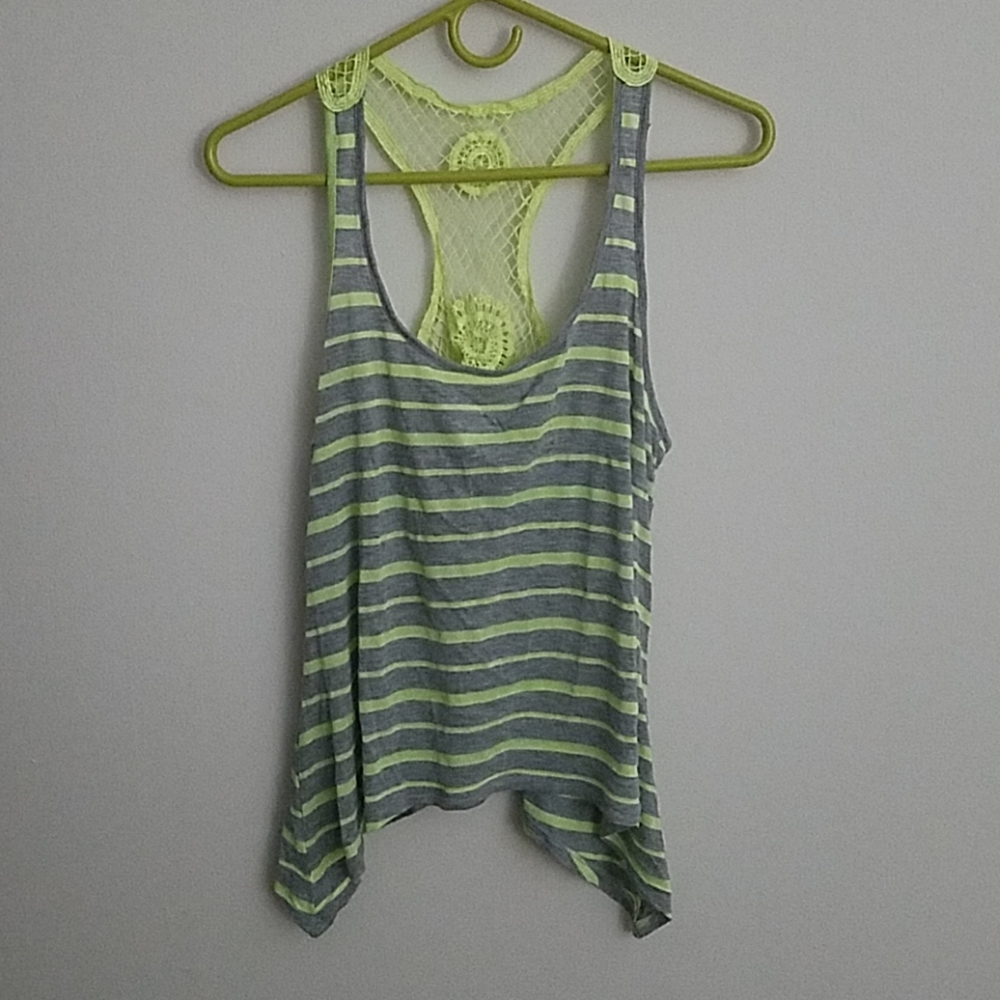 Gray and Neon Striped Tank Top Large